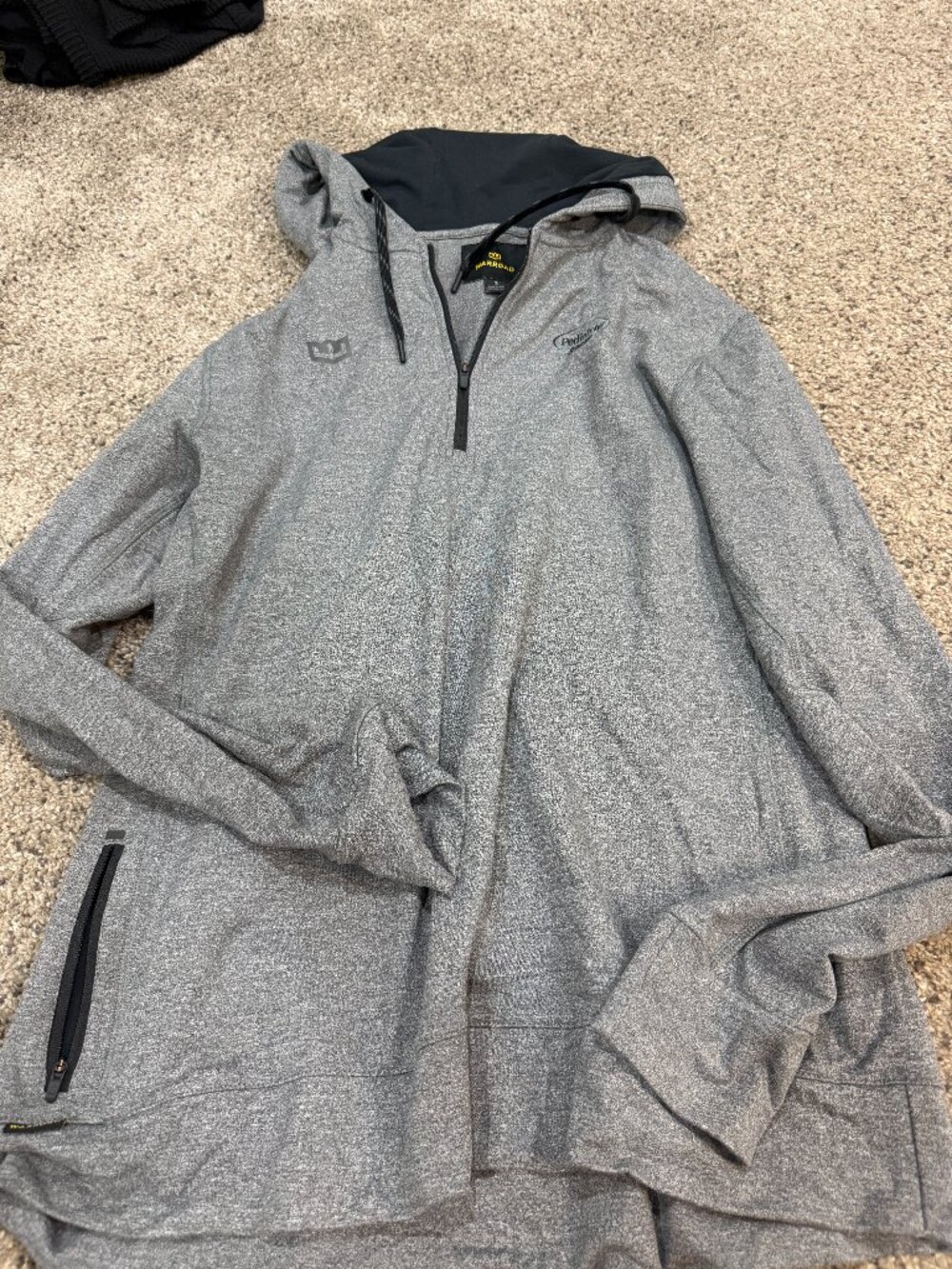 Warroad Men’s Small Gray Quarter Zip Hoodie Pedialyte Logo Zipper Pockets